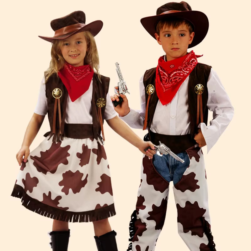 Halloween Costumes, Western Performances for Boys and Girls, Adult and Child Parent-Child Annual Party Performance Sets