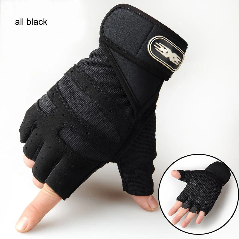 Men Gym Gloves Weightlifting Bodybuilding Training Fitness Sports Gloves Non-Slip Gym Straps Crossfit Pullup Palm Protector