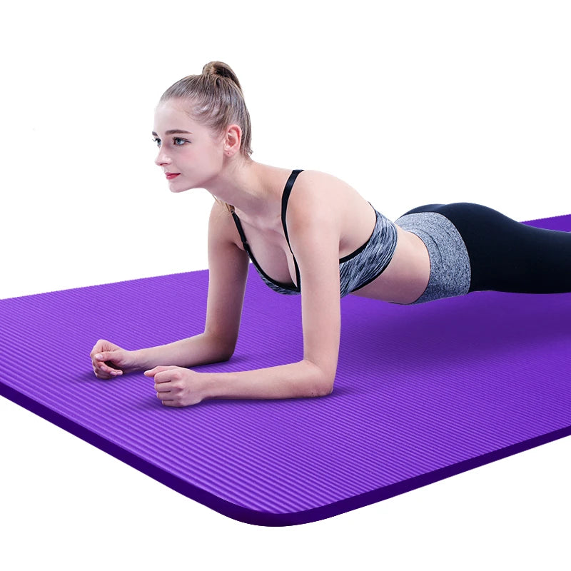 10MM Thickened Non-Slip NBR Yoga Mat for Beginners Gym Fitness Exercise Pad Bodybuilding Dance Mat Home Use Baby Crawl with Bag