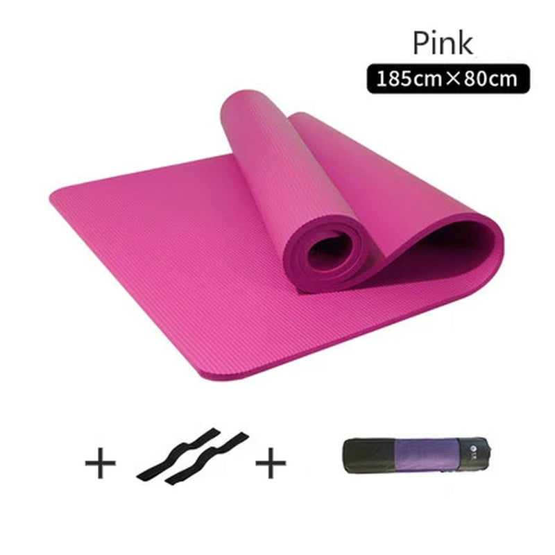 10MM Thickened Non-Slip NBR Yoga Mat for Beginners Gym Fitness Exercise Pad Bodybuilding Dance Mat Home Use Baby Crawl with Bag