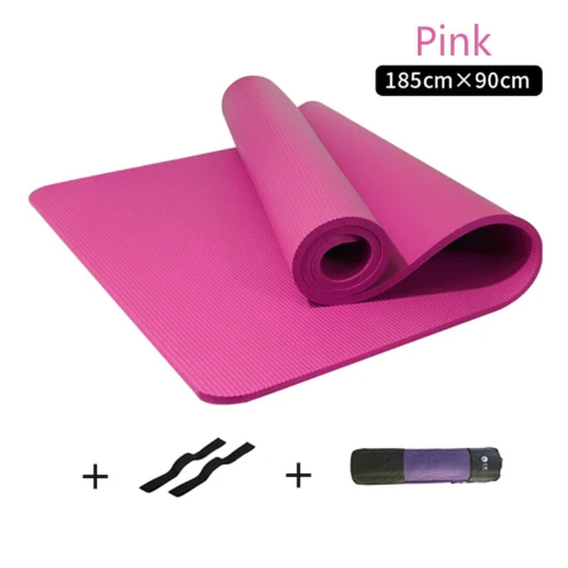 10MM Thickened Non-Slip NBR Yoga Mat for Beginners Gym Fitness Exercise Pad Bodybuilding Dance Mat Home Use Baby Crawl with Bag