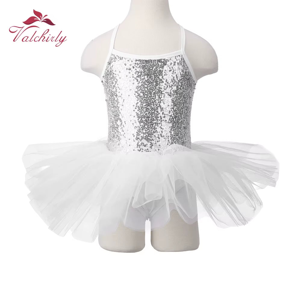New Red Sequines Ballerina Fairy Prom Party Costume Girls Dance Wear Gymnastic Ballet Leotard Tutu Dress