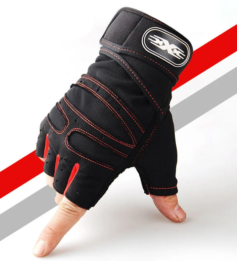 Men Gym Gloves Weightlifting Bodybuilding Training Fitness Sports Gloves Non-Slip Gym Straps Crossfit Pullup Palm Protector