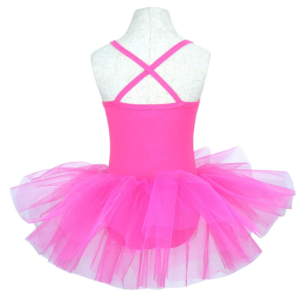 New Red Sequines Ballerina Fairy Prom Party Costume Girls Dance Wear Gymnastic Ballet Leotard Tutu Dress