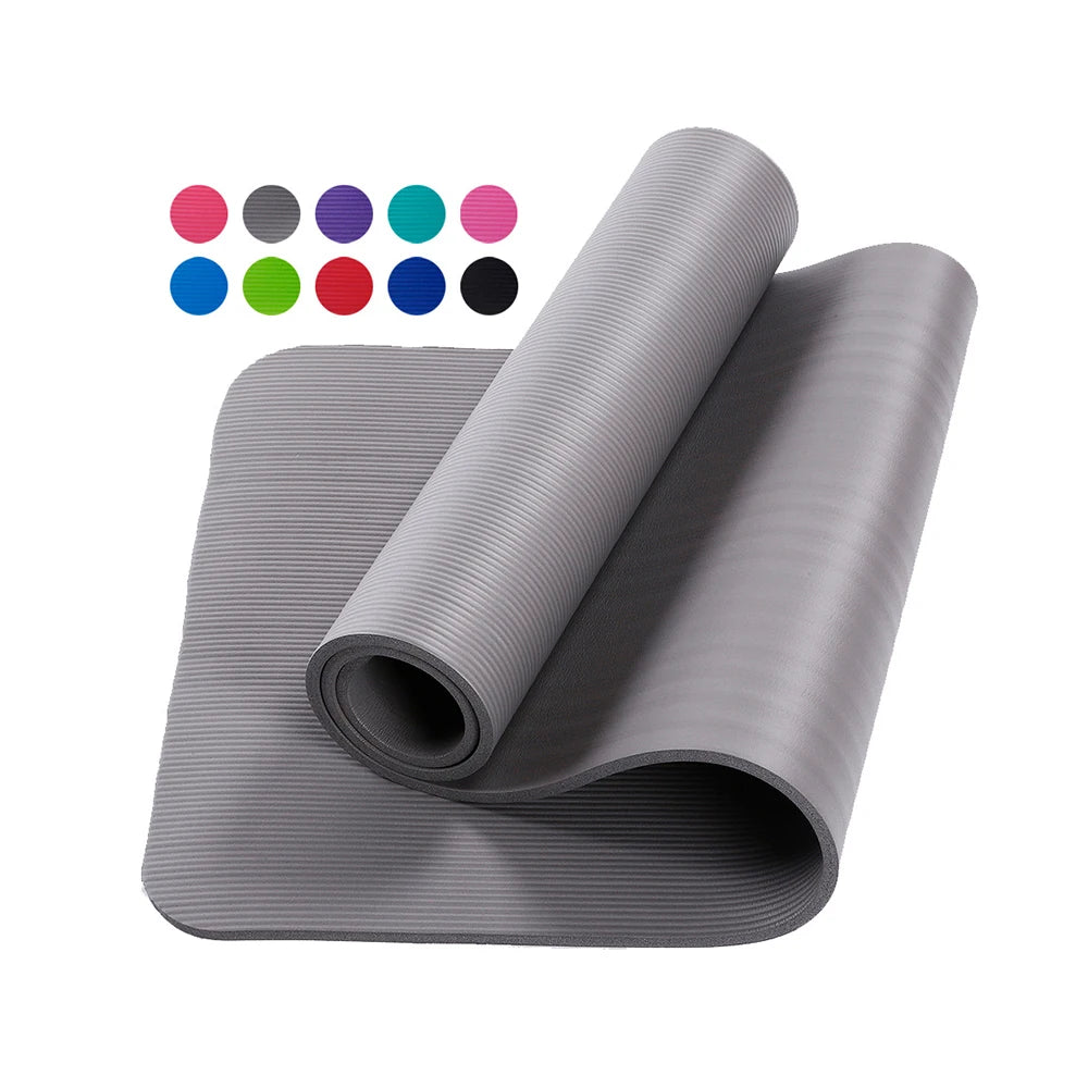 10Mm Thick Pad 183*61Cm Non-Slip Yoga Mat for Beginner Fitness Sports Gymnastics Mats NBR Gym Fitness Pilates Pads with Strap