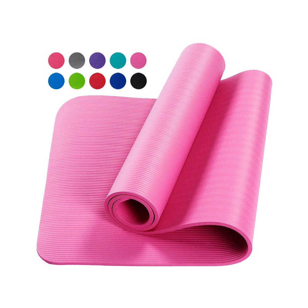 10Mm Thick Pad 183*61Cm Non-Slip Yoga Mat for Beginner Fitness Sports Gymnastics Mats NBR Gym Fitness Pilates Pads with Strap