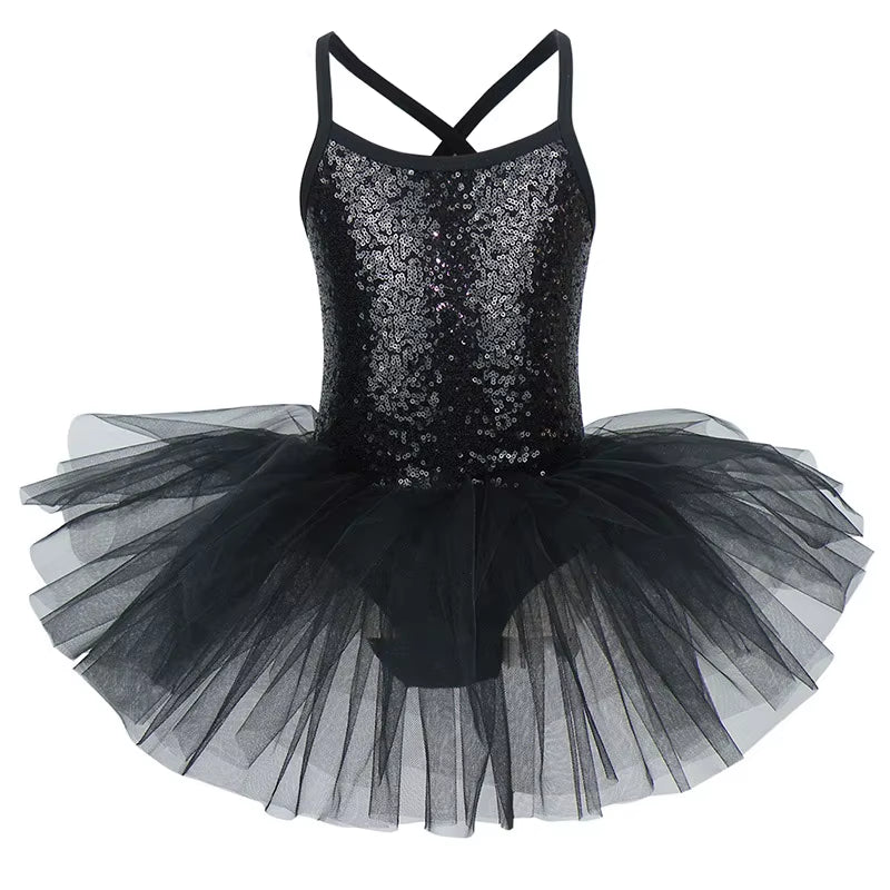 New Red Sequines Ballerina Fairy Prom Party Costume Girls Dance Wear Gymnastic Ballet Leotard Tutu Dress