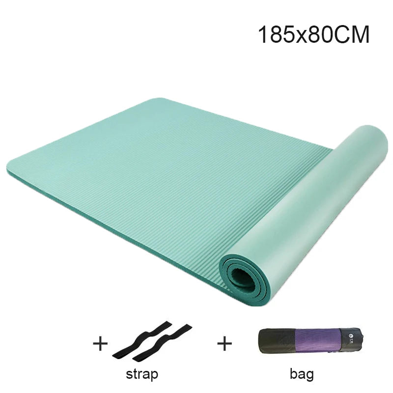 10MM Thickened Non-Slip NBR Yoga Mat for Beginners Gym Fitness Exercise Pad Bodybuilding Dance Mat Home Use Baby Crawl with Bag