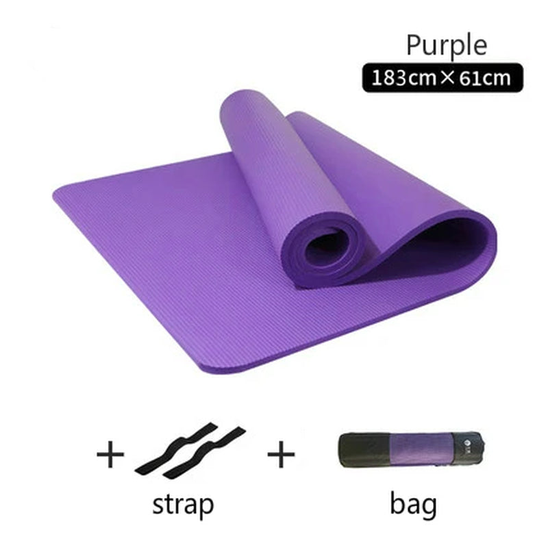 10MM Thickened Non-Slip NBR Yoga Mat for Beginners Gym Fitness Exercise Pad Bodybuilding Dance Mat Home Use Baby Crawl with Bag