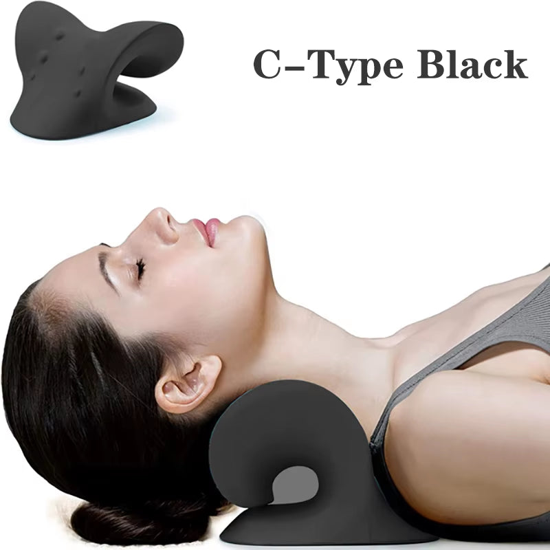 Neck and Shoulder Relaxer Corrector Vertebra Massager Cloud Pillow Cervical Stretcher Acupressure Point Relief Pain Traction
