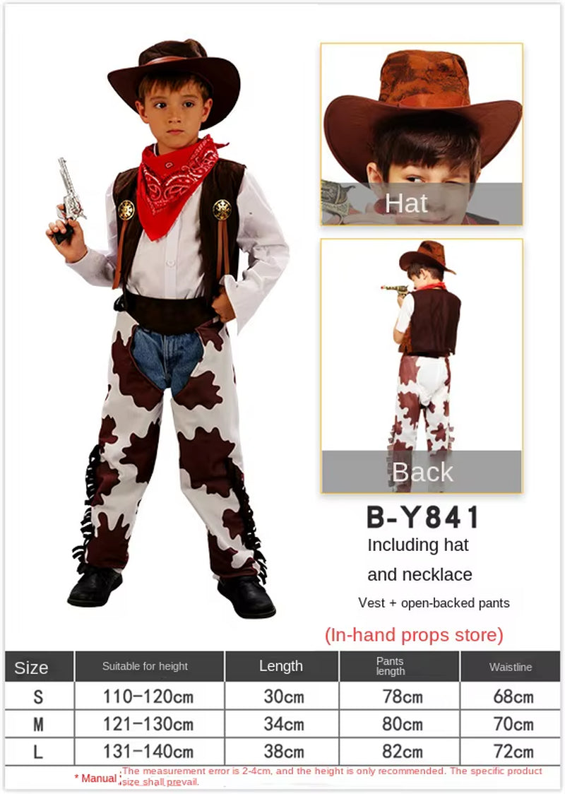 Halloween Costumes, Western Performances for Boys and Girls, Adult and Child Parent-Child Annual Party Performance Sets