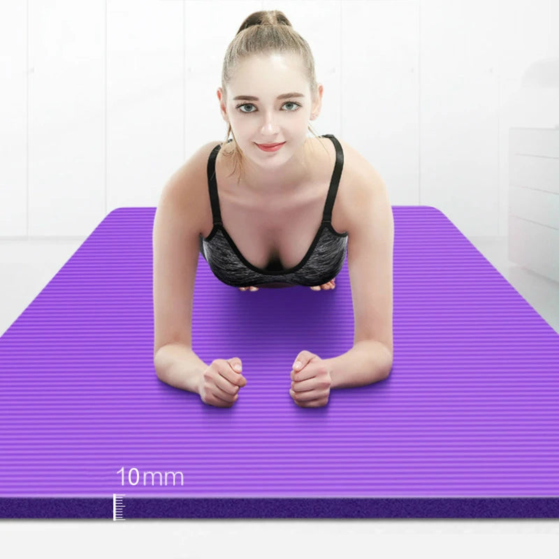 10MM Thickened Non-Slip NBR Yoga Mat for Beginners Gym Fitness Exercise Pad Bodybuilding Dance Mat Home Use Baby Crawl with Bag