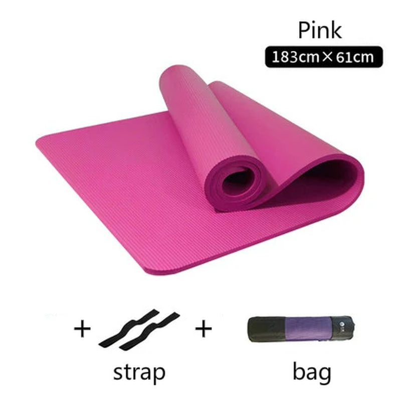 10MM Thickened Non-Slip NBR Yoga Mat for Beginners Gym Fitness Exercise Pad Bodybuilding Dance Mat Home Use Baby Crawl with Bag
