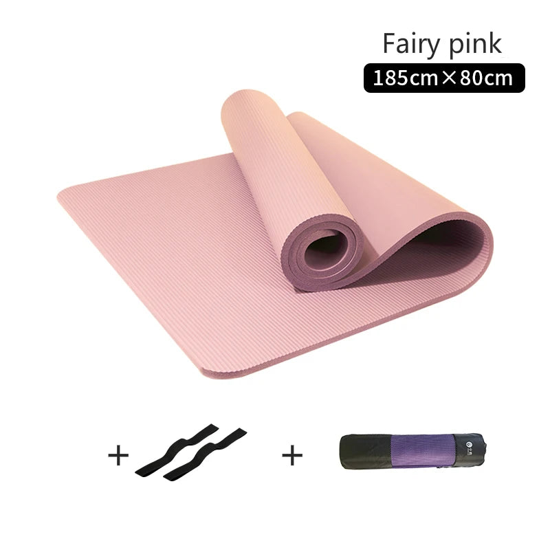 10MM Thickened Non-Slip NBR Yoga Mat for Beginners Gym Fitness Exercise Pad Bodybuilding Dance Mat Home Use Baby Crawl with Bag