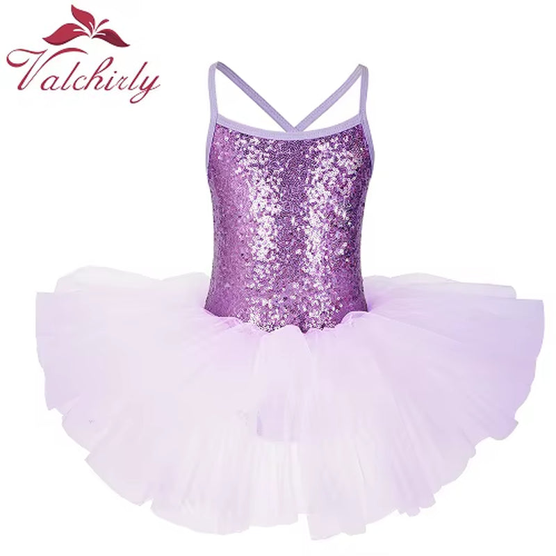 New Red Sequines Ballerina Fairy Prom Party Costume Girls Dance Wear Gymnastic Ballet Leotard Tutu Dress