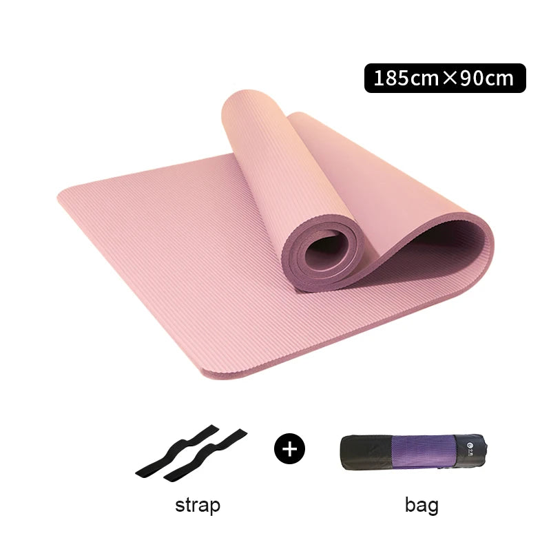 10MM Thickened Non-Slip NBR Yoga Mat for Beginners Gym Fitness Exercise Pad Bodybuilding Dance Mat Home Use Baby Crawl with Bag