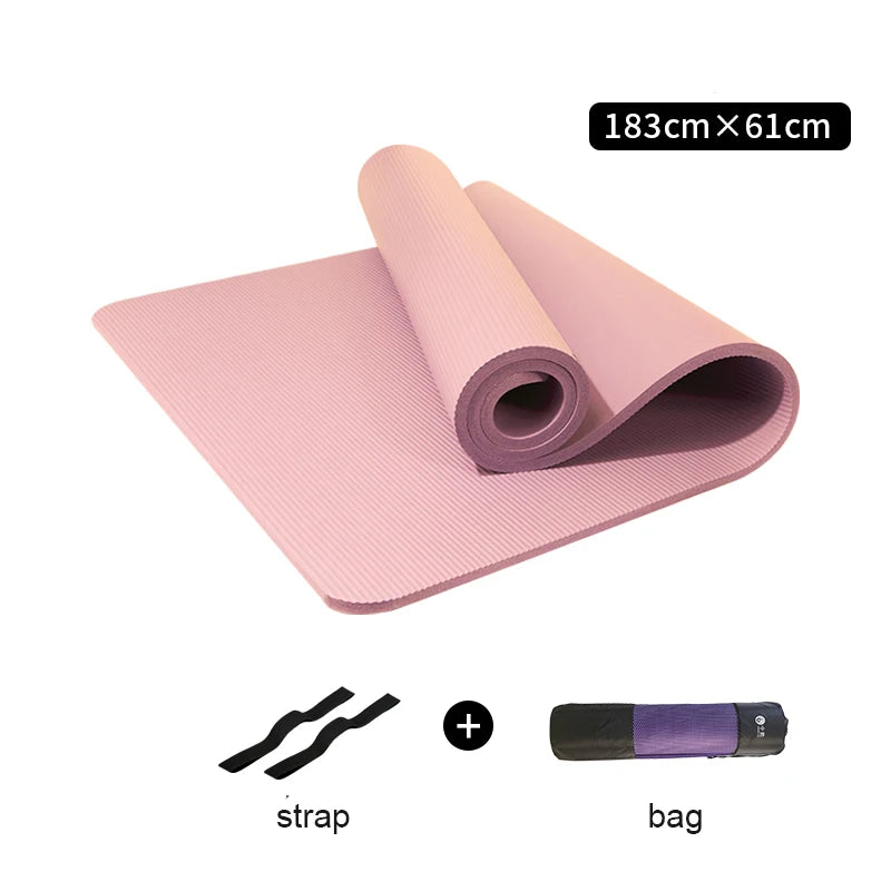 10MM Thickened Non-Slip NBR Yoga Mat for Beginners Gym Fitness Exercise Pad Bodybuilding Dance Mat Home Use Baby Crawl with Bag