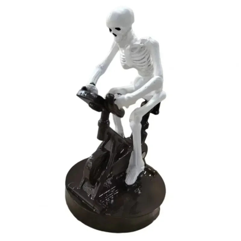 Skeleton Riding on Bikes Sculpture Halloween Decor Spooky Skeleton Bicycles Halloween Figurine Skeleton Riding a Bikes Statues