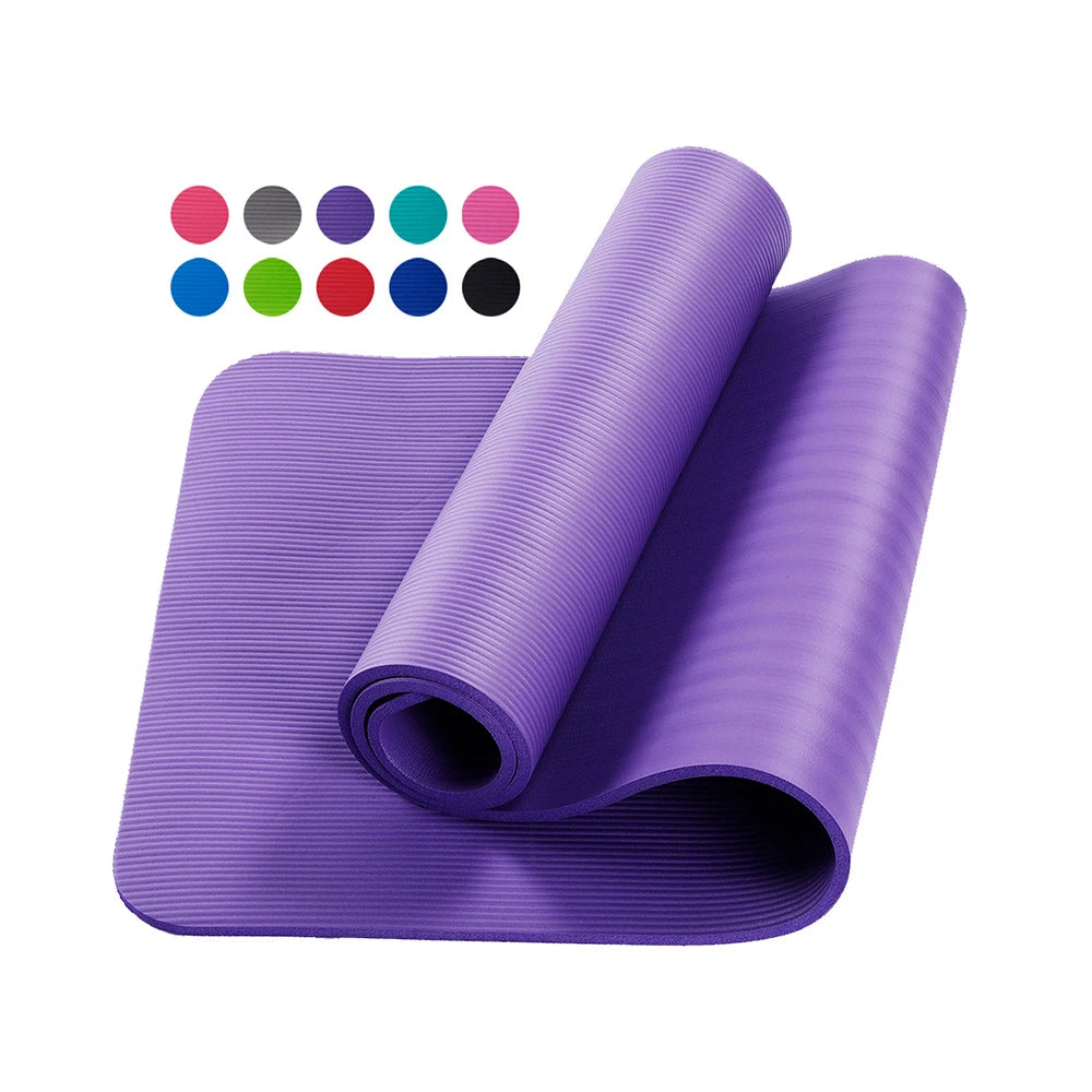 10Mm Thick Pad 183*61Cm Non-Slip Yoga Mat for Beginner Fitness Sports Gymnastics Mats NBR Gym Fitness Pilates Pads with Strap
