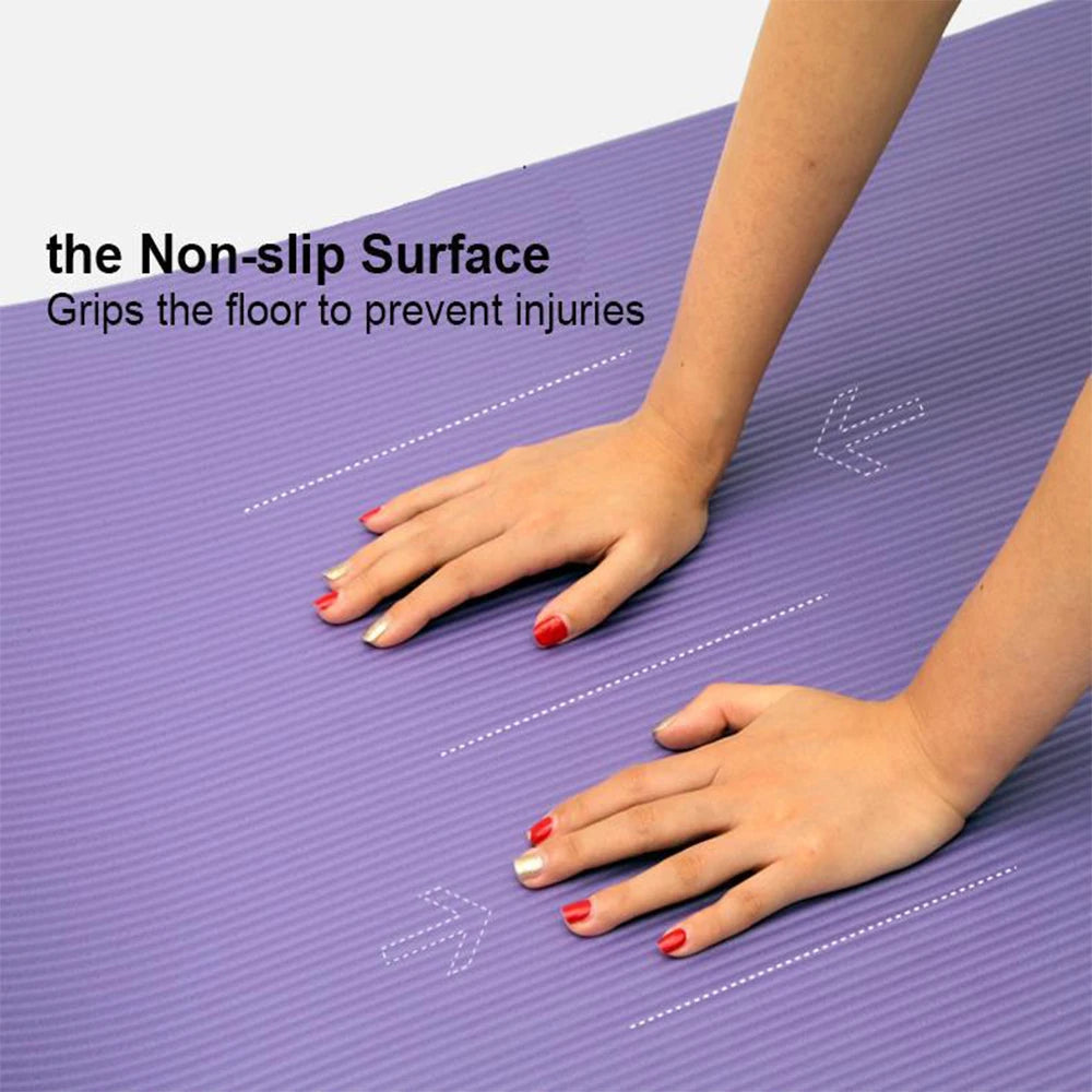 10Mm Thick Pad 183*61Cm Non-Slip Yoga Mat for Beginner Fitness Sports Gymnastics Mats NBR Gym Fitness Pilates Pads with Strap
