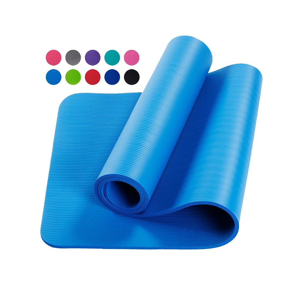 10Mm Thick Pad 183*61Cm Non-Slip Yoga Mat for Beginner Fitness Sports Gymnastics Mats NBR Gym Fitness Pilates Pads with Strap