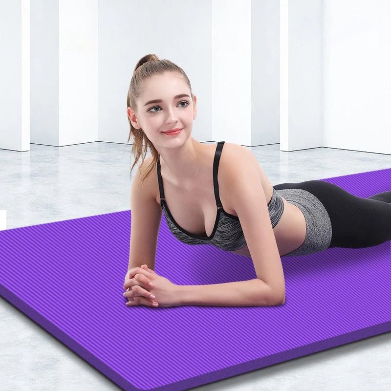 10MM Thickened Non-Slip NBR Yoga Mat for Beginners Gym Fitness Exercise Pad Bodybuilding Dance Mat Home Use Baby Crawl with Bag