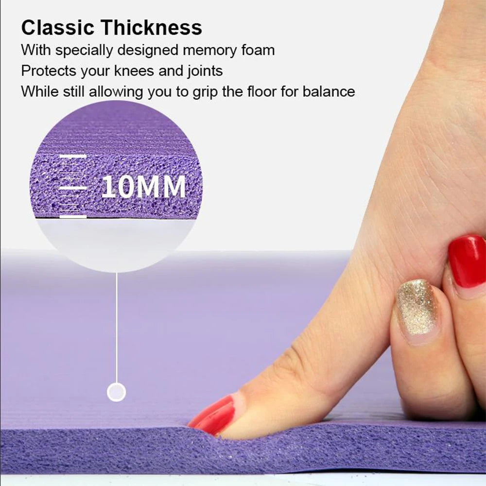 10Mm Thick Pad 183*61Cm Non-Slip Yoga Mat for Beginner Fitness Sports Gymnastics Mats NBR Gym Fitness Pilates Pads with Strap