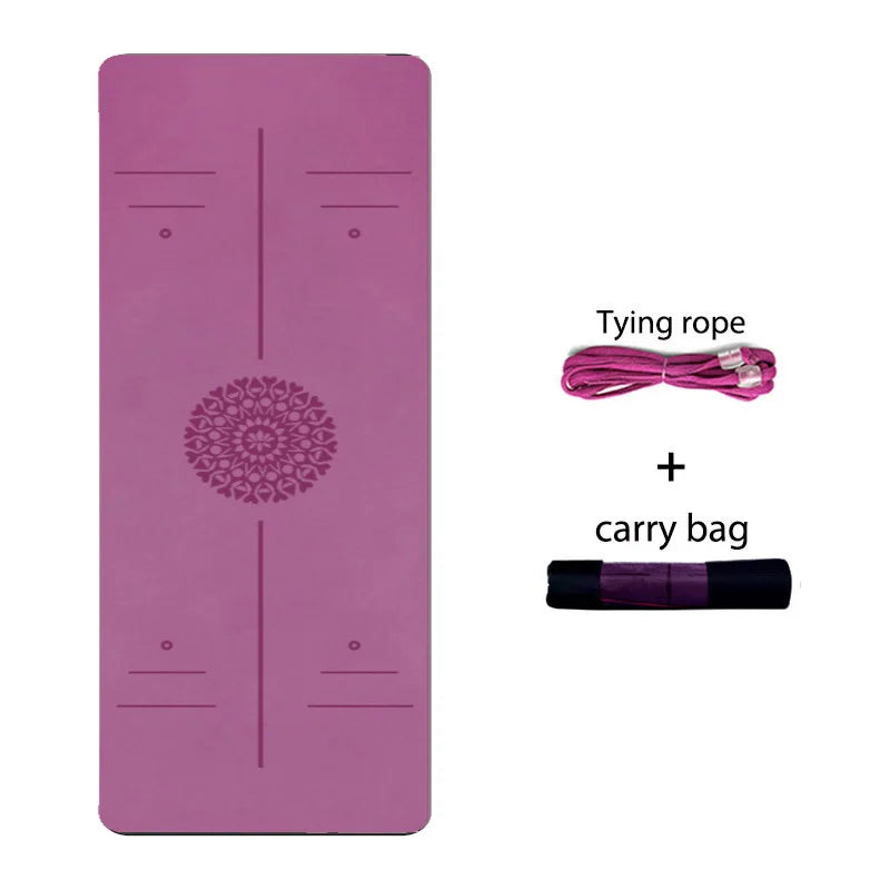 TPE Yoga Mat with Position Line 6Mm Double Layer Sports Exercise Pad for Beginner Home Gym Fitness Gymnastics Pilates