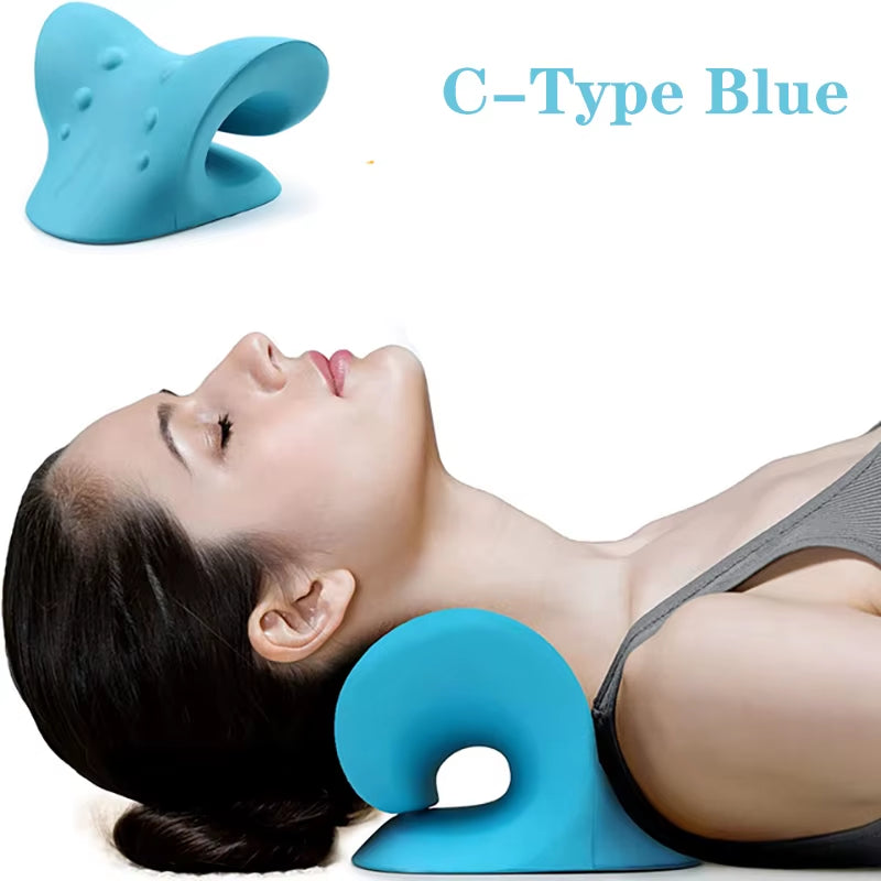Neck and Shoulder Relaxer Corrector Vertebra Massager Cloud Pillow Cervical Stretcher Acupressure Point Relief Pain Traction