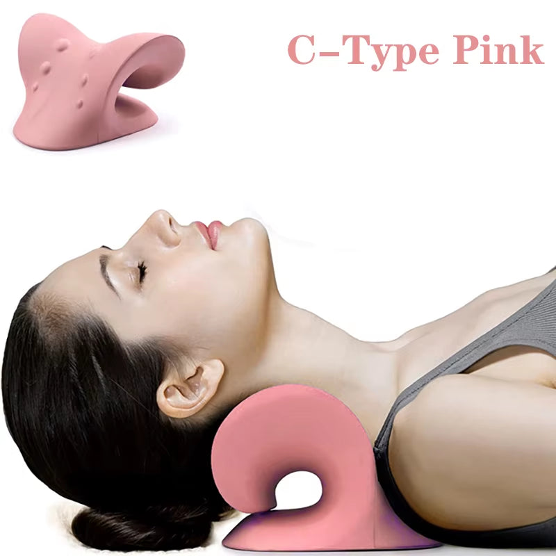 Neck and Shoulder Relaxer Corrector Vertebra Massager Cloud Pillow Cervical Stretcher Acupressure Point Relief Pain Traction
