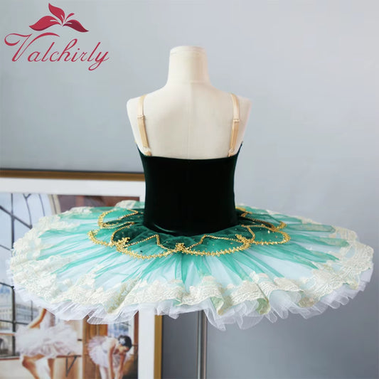 New Ballerina Girls Ballet Tutu Dress Green Dance Costume Platter Pancake Red Party Dress for Kids