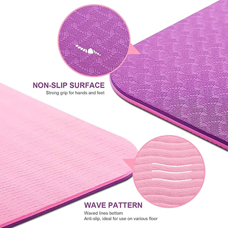 TPE Yoga Mat with Position Line 6Mm Double Layer Sports Exercise Pad for Beginner Home Gym Fitness Gymnastics Pilates