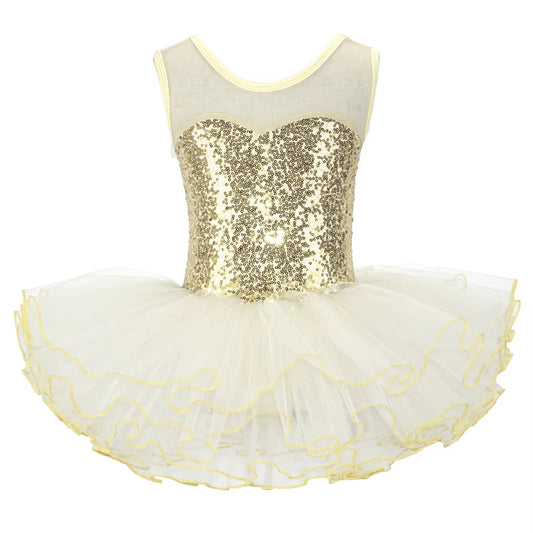 Nice Girls Ballerina Fairy Prom Party Costume Kids Sequined Flower Dress Dancewear Gymnastic Leotard Ballet Tutu Dress