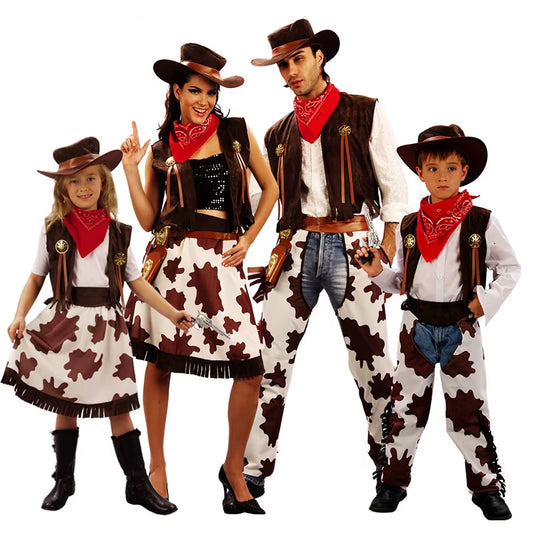 Halloween Costumes, Western Performances for Boys and Girls, Adult and Child Parent-Child Annual Party Performance Sets