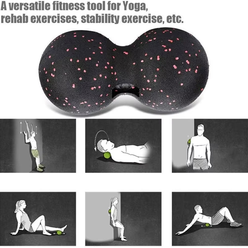 Peanut Fitness Massage Ball Set Yoga Roller Double Lacrosse Mobility Ball for Myofascial Physical Therapy Deep Tissue Massage