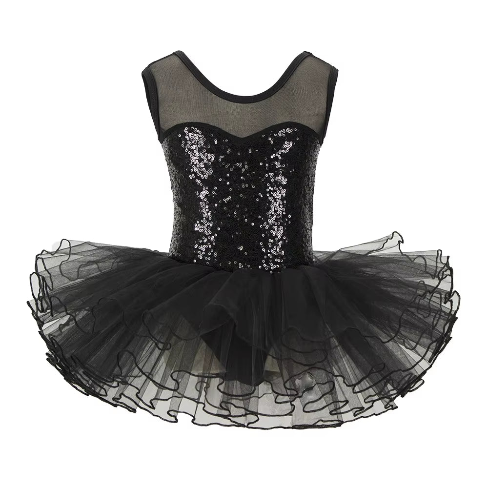 Nice Girls Ballerina Fairy Prom Party Costume Kids Sequined Flower Dress Dancewear Gymnastic Leotard Ballet Tutu Dress
