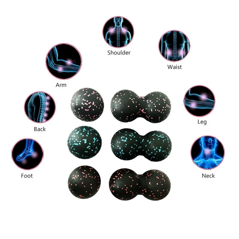 Peanut Fitness Massage Ball Set Yoga Roller Double Lacrosse Mobility Ball for Myofascial Physical Therapy Deep Tissue Massage