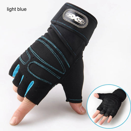Men Gym Gloves Weightlifting Bodybuilding Training Fitness Sports Gloves Non-Slip Gym Straps Crossfit Pullup Palm Protector