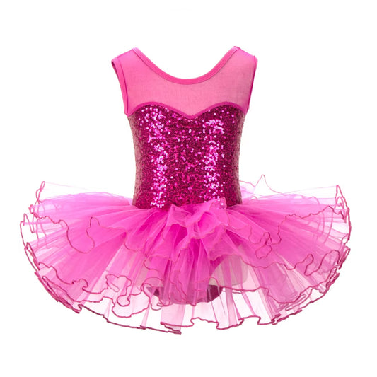 Nice Girls Ballerina Fairy Prom Party Costume Kids Sequined Flower Dress Dancewear Gymnastic Leotard Ballet Tutu Dress