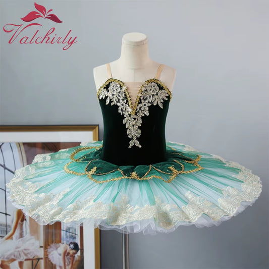 New Ballerina Girls Ballet Tutu Dress Green Dance Costume Platter Pancake Red Party Dress for Kids