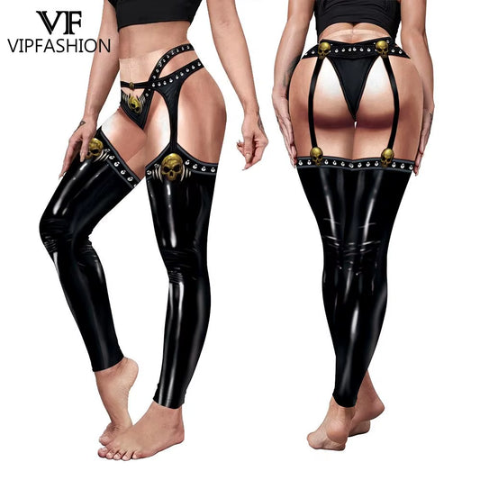 VIP FASHION Halloween Cosplay Leggings for Women Skull 3D Print Pants Slim Sexy Tights Fitness Workout Trousers Carnival Bottom