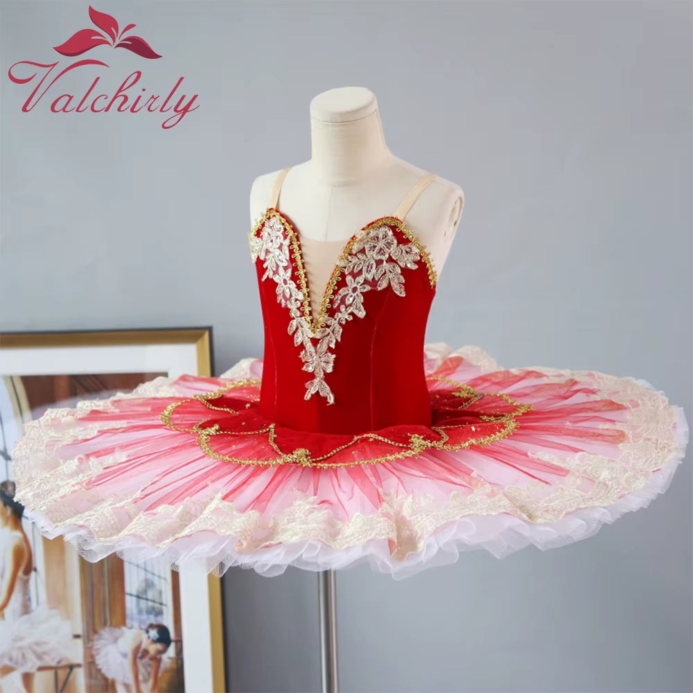 New Ballerina Girls Ballet Tutu Dress Green Dance Costume Platter Pancake Red Party Dress for Kids