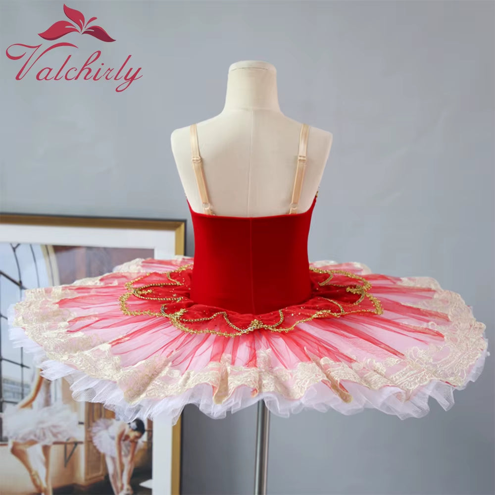 New Ballerina Girls Ballet Tutu Dress Green Dance Costume Platter Pancake Red Party Dress for Kids