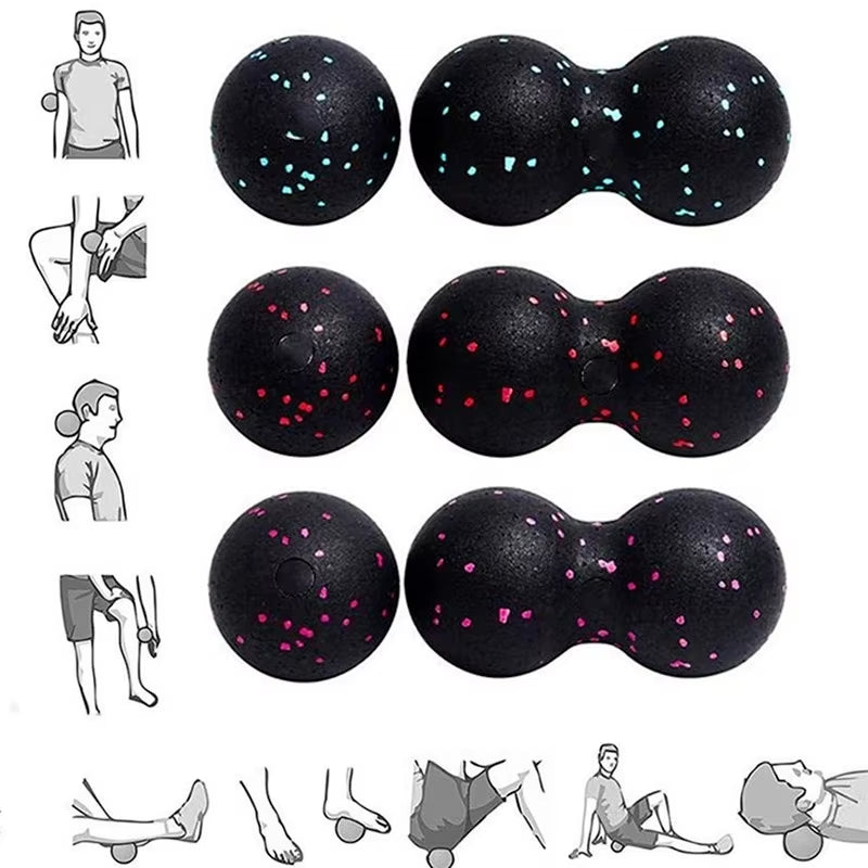 Peanut Fitness Massage Ball Set Yoga Roller Double Lacrosse Mobility Ball for Myofascial Physical Therapy Deep Tissue Massage