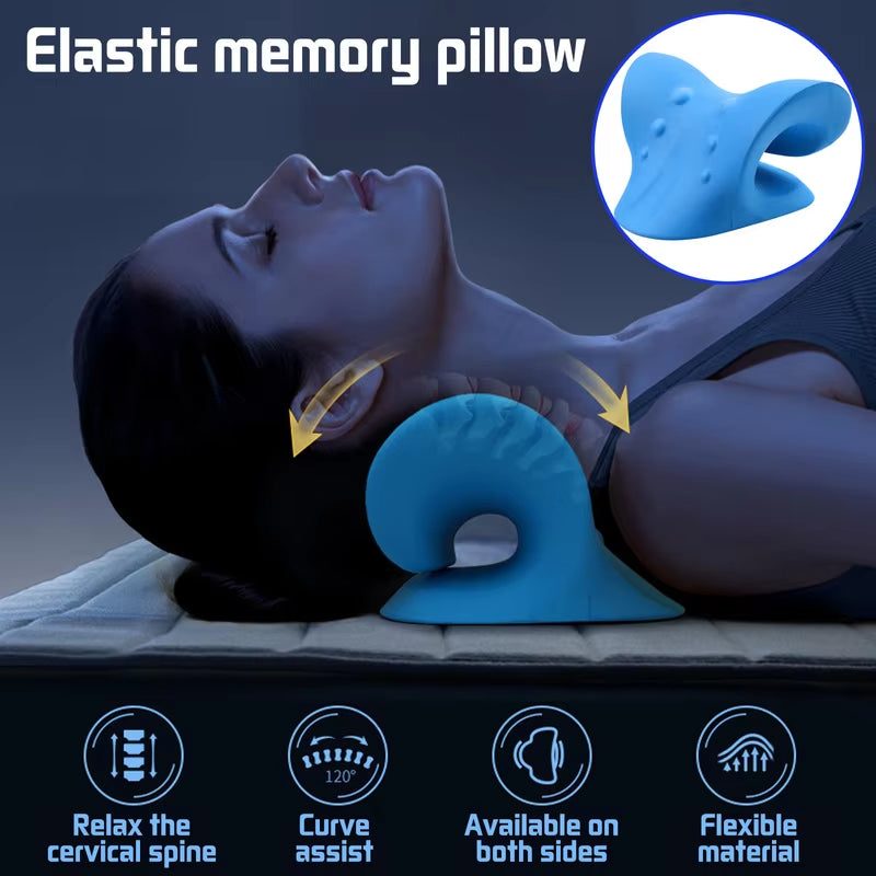 Neck and Shoulder Relaxer Corrector Vertebra Massager Cloud Pillow Cervical Stretcher Acupressure Point Relief Pain Traction