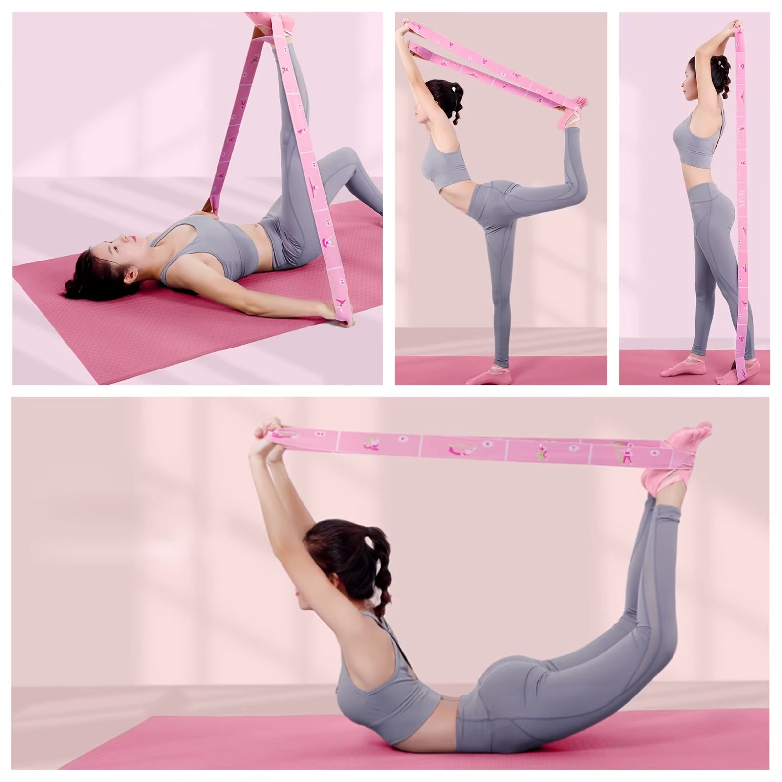 Yoga Stretch Strap, Sports Exercise Resistance Bands for Dance, Gymnastics, Workout, Pilates Stretch Belt for Physical Therapy