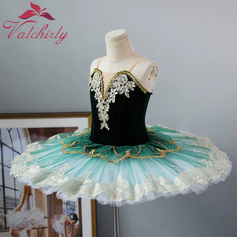 New Ballerina Girls Ballet Tutu Dress Green Dance Costume Platter Pancake Red Party Dress for Kids