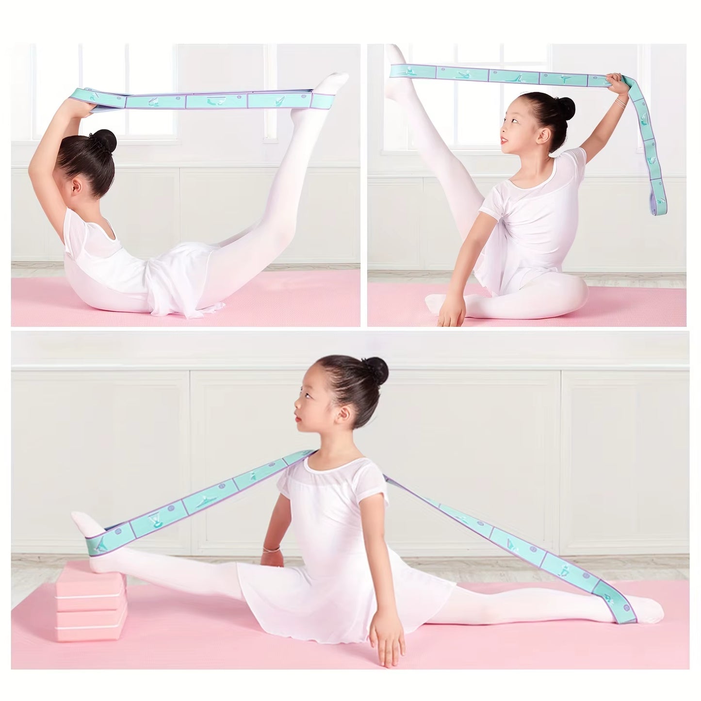 Yoga Stretch Strap, Sports Exercise Resistance Bands for Dance, Gymnastics, Workout, Pilates Stretch Belt for Physical Therapy