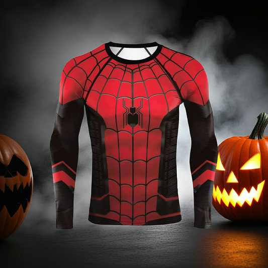 Spider-Man Compression Shirt - Long Sleeve Superhero Cosplay T-Shirt for Men Halloween Costume